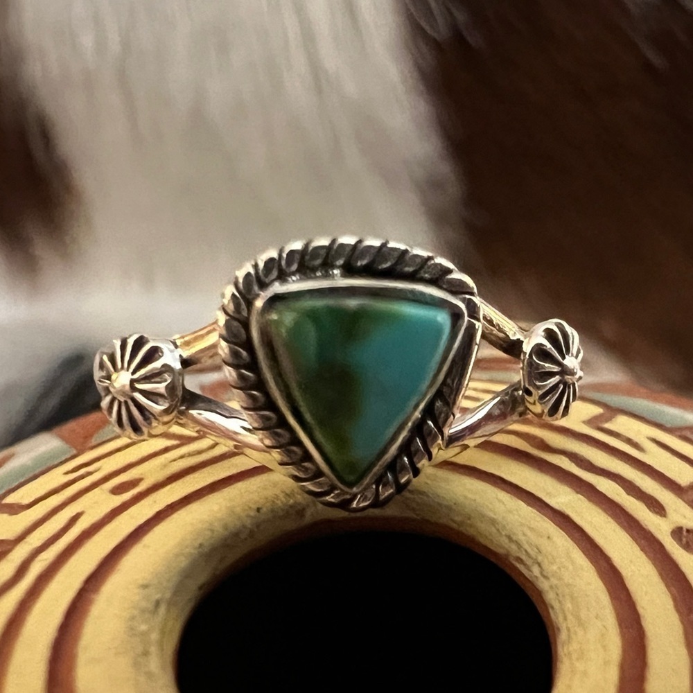 ❤️ Sonoran Gold Turquoise 7.75 Size  Ring 925 Southwestern Navajo 2.3 Grams
